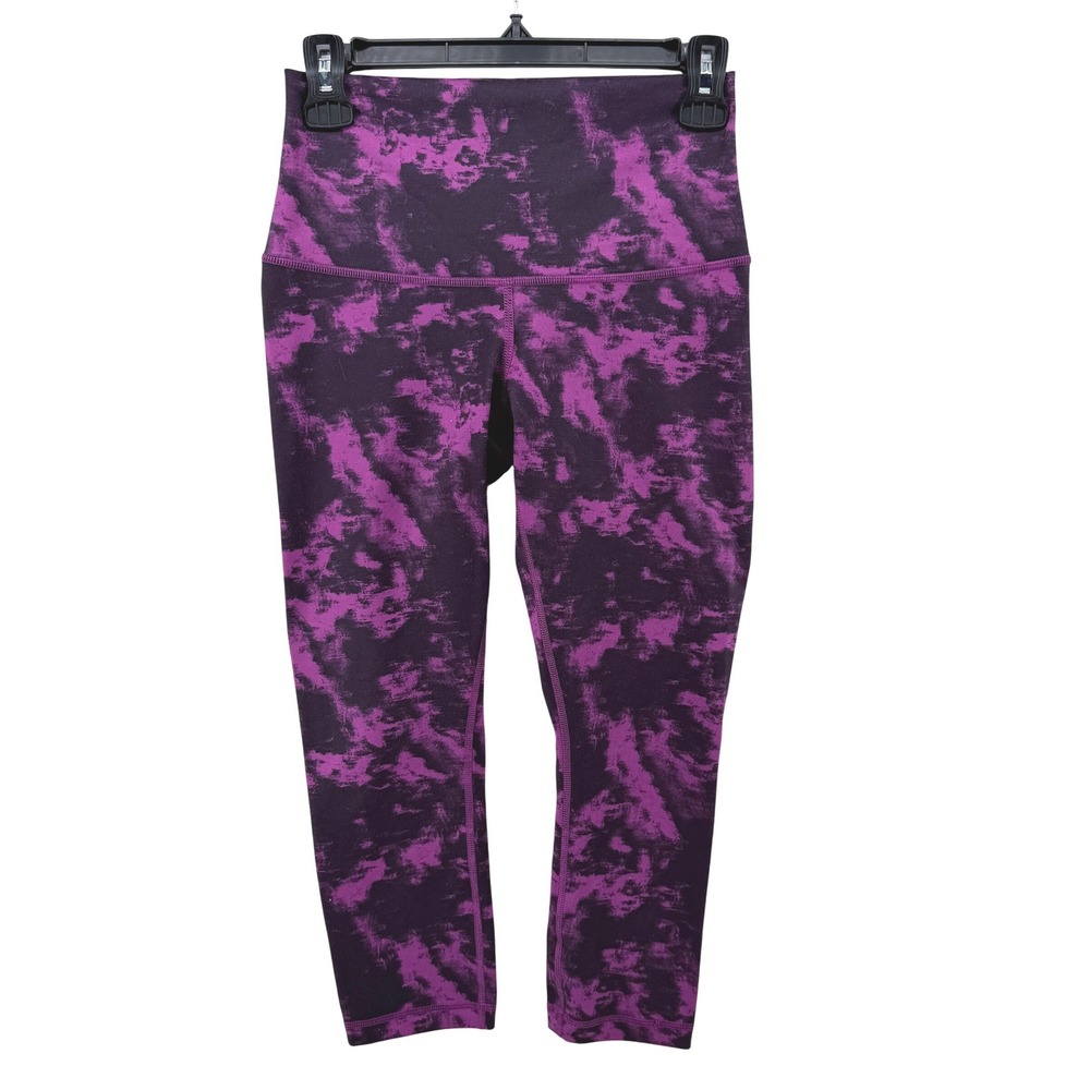 Lululemon Purple Black Abstract Tie Dye High Rise Cropped Leggings Womens Size 4